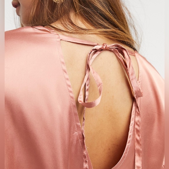 ASOS DESIGN satin tiered trapeze midi smock dress in dusky pink
 Size 4 NWOT. - Picture 8 of 11